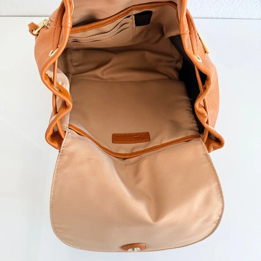 Levenger brown Drawstring Leather Backpack